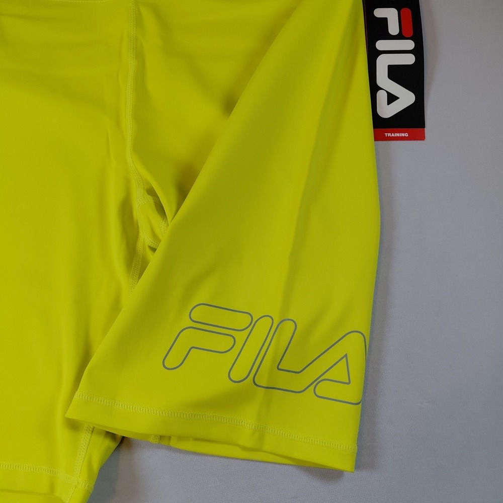 NWT Fila Women's Fired Up Logo Bike Shorts Large MSRP $32 FW211115 Bright Yellow - Picture 3 of 11